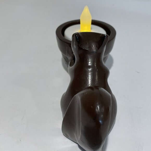 Crate & Barrel Squirrel & Acorn Votive Candle Holder Painted Brass Metal Brown - Picture 6 of 11